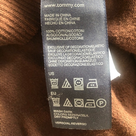 Tommy Hilfiger Brown and Cream Argyle Cotton V-Neck Pullover Sweater Large - Picture 7 of 7